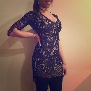 Lace cut out mini dress